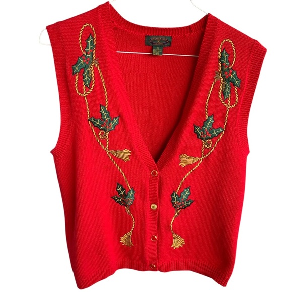 Vintage Holiday Christmas Cardigan Sweater Charter Club Women’s Size Medium - Picture 1 of 7